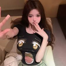 大胸主播服裝36D大胸短袖T恤女純欲風可愛