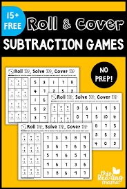 Subtraction cover up is a set math subtraction games which develops children's quick recall of their subtraction facts. No Prep Subtraction Games Roll Cover This Reading Mama