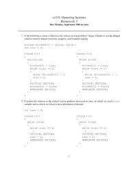 • synchronization primitives are required to ensure that only one thread executes. Cs372 Operating Systems Homework 3