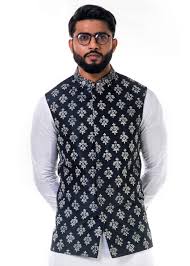Check out our floral pattern vest selection for the very best in unique or custom, handmade pieces from our shops. Black Floral Dori Embroidered Silk Nehru Jacket Designer Couture 186mw01