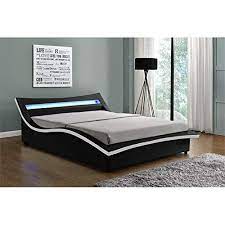 A platform bed sounds even better with storage options for blankets, books and other accessories. Buy Kingway Furniture Hayton Upholstered Queen Storage Platform Bed Frame With Adjustable Led Lights Headboard Modern Faux Leather Storage Bed Frame With Mattress Foundation Slat Support Black White Online In Indonesia B081skrgkm