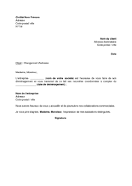 Exemple Gratuit De Lettre Changement Adresse Aupres Un Client