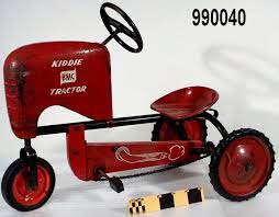 1953 Kiddie Tractor Tricycle Played On One Of These When At My Aunt Annie S Dairy When I Was 4 Yrs Old Toy Pedal Cars Vintage Pedal Cars Pedal Cars