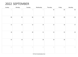 September 2022 Calendar Templates