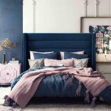 Candelabra Home Koah Velvet Bed Navy Blue Bedroom Decor Blue Master Bedroom Blue And Pink Bedroom