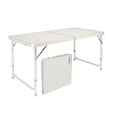 Vingli 4 Foot Folding Table With Adjustable Height Carry Handle Outdoor Picnic Camping Dining Table Aluminum Heavy Duty Utility Suitcase Desk All4hiking Co Folding Table Aluminum Table Camping Table