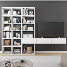 Weisses Regal Mit Hangendem Tv Board 294x221 Cm 45 Cm Tief Salsass In 2020 Regal Weiss Wohnzimmer Regal Regal