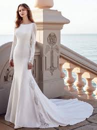 Beste hochzeitskleid langarm von brautkleid langarm vielseitig einzigartig mit paisley. Hochzeitskleid Meerjungfrau Kleid Bateau Neck Langarm Naturliche Taille Mit Zug Brautkleider Milanoo Com