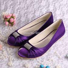 Magic Bride Crystal Ballerina Flat Party Bridal Shoes Purple Satin Open Toes Free Shipping In Wom Wedding Shoes Pumps Purple Wedding Shoes Purple Wedding Flats