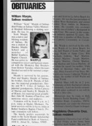 William "Scott" Marple died from skating accident July 1995, s/o Stanley  Marple jr and Pam
