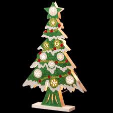 National Tree Company Pre Lit 17 In Wooden Christmas Tree Mzc 1316 The Home Depot Wooden Christmas Trees Wood Christmas Tree Wooden Christmas Tree Decorations