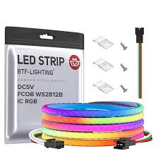 Amazon.com: BTF-LIGHTING FCOB COB XGB1338(WS2812B) IC RGB 160LED/m 320IC LED  Strip DC5V 6.5FT Individual Addressable Flexible High Density Uniform Light  Dream Chasing Color 0.19in Width(NO Adapter or Controller) : Tools & Home