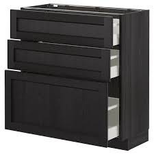 Casserolier petite profondeur bas tiroir casserolier meubles de cuisine paris ile de france a good les utilisations d'une petite casserole sont innombrables : Metod Element Bas 3 Tiroirs Noir Lerhyttan Teinte Noir 80x37 Cm Ikea