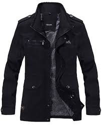 Men S Cotton Military Jacket Casual Stand Collar Front Zip Coat Black Cu121xxmgd3 Mens Outerwear Jacket Men S Coats And Jackets Leather Jacket