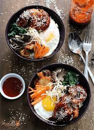 Crispy Shrimp Bibimbap Bowls With Shrimp Shells Gochujang Honey Garlic Vinegar Flour Water Cornstarch Oil Fresh S Recipes Healthy Recipes Bowls Recipe