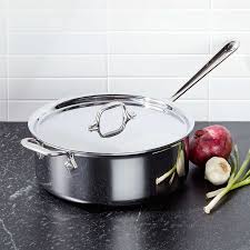 All Clad D3 Stainless Steel 6 Qt Deep Saute Pan With Lid Reviews Crate And Barrel Saute Pan Cookware And Bakeware All Clad