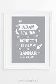 Past The Moon To Jannah Boy S Personalised Print Islamic Wall Art Personalized Prints Baby Boy Quotes