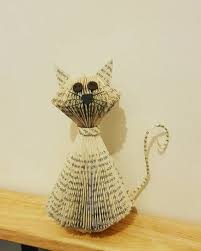 Cat Ornament Made From Recycled Books Book Folding Patterns Book Art Diy Folded Book Art