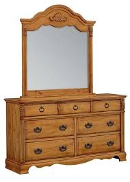 Georgetown Traditional Honey Pine Wood Glass Dresser Standard Furniture Traditional Bedroom Furniture Dresser With Mirror