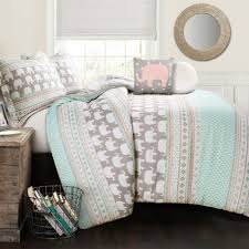 Escape from the stress of your day and refresh yourself for tomorrow when you dress your bed in these full, queen size turquoise grey. Elephant Striped Comforter Set With Elephant Throw Pillow Turquoise Pink Lush Decor Target