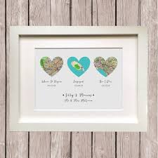 Where It All Began Three Heart Map Personalised Gift Wedding Etsy Heart Map Personalized Art Gifts Anniversary Gifts