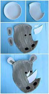 easy and adorable rhino plate hayvan el sanatlari okul oncesi elisi kagit tabaklar