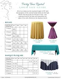 The most common round tables used in weddings and special events and the recommended table linen sizes are as follows Linen Size Guide Party Time Rental