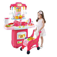 You want kitchenette sets for toddlers. Kids Electronic Kitchen Play Set And Shopping Cart Chess Set Toddler Kitchen Cooking Set Pink Kids Kitchen Pretend Play Food For Girls Boys 3 12 Years Old Multicolor Ship From Us Buy Online In Kyrgyzstan
