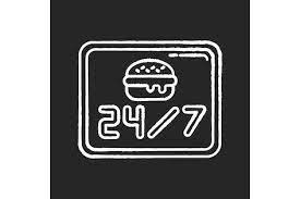 24 7 Open Burger Joint Chalk Icon Burger Joints Burger Icon