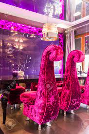 Kitchen & dining room browse all. Unique Pink Plush Chairs In A Bespoke Futuristic Dining Room Interior Stock Photo Picture And Royalty Free Image Image 67267325