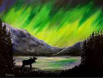 Northern Lights Moose - Tipsy Brush Painting Party!