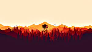 Silhouette Of Tower Illustration Firewatch Video Games Mountains Nature Landscape Artwork Minimalism Fire Lo Firewatch Widescreen Wallpaper Lookout Tower