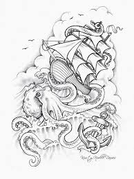 Octopus Sinking Ship Tattoo Design By Kirstynoelledavies On Deviantart Ship Tattoo Pirate Ship Tattoos Pirate Ship Tattoo Thigh