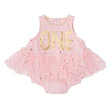 Pink First Birthday Tutu Crawler One Piece