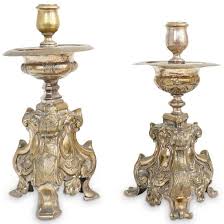 Get it as soon as tue, aug 3. Lot Art Pair Of Antique Brass Ornate Candle Holders