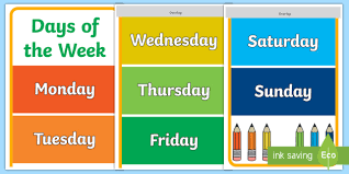 Days of the Week Display Banner - Days of the Week Display Banner