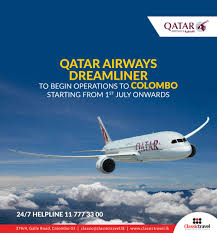 Next Stop Colombo Qatar Airways Dreamliner To Begin Operations To Colombo Starting From 1st July Onwards Call 24 Qatar Airways Passenger Jet Passenger