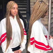 Black And Blue Knotless Braids Antarnesha Blue On Instagram Tapering The Ends Give The Braids A Smooth Finish Knotless Box Braids Braid Hair Pr Braided Hairstyles Braids Box Braids
