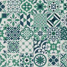 Tile luxury vinyl flooring mimics the distinctive repeat tile pattern of a natural stone or slate floor. Portuguese Tile Effect Cushioned Vinyl Flooring Green Blue Chaves Vinyl Flooring Cushioned Vinyl Flooring Portuguese Tile