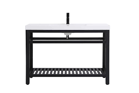 Choose vanity sets that come with a comfy stool for your convenience. 48 Inch Single Bathroom Metal Vanity In Black Walmart Com Walmart Com