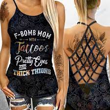 Cross tattoos on wrist meaning. F Bomb Mom With Tattoos Pretty Eyes And Thick Thighs Criss Cross Tank Top
