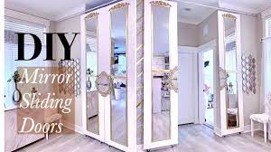 The outside of a closet door is generally not used for anything else, so you will not you have two options for hanging a mirror on the closet door: Mirror Sliding Door Diy Using Walmart Mirrors Easy Home Improvement Ideas Youtube