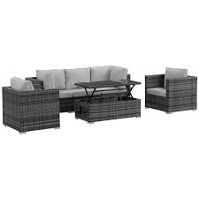 Salon De Jardin Modulable En Resine Tressee Panama Florida Table Basse Relevable Gris Taille Taille Unique Table Basse Relevable Mobilier Jardin