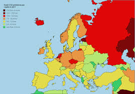 Fossil Co2 Emissions Per Capita Of European Countries In 2017 European Countries Emissions Fossil