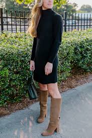 These boots were made for walking. How To Style Sweater Dresses For Fall Natalie Yerger