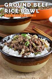Easy Korean Ground Beef Rice Bowl On The Table In 20 Min Recipe Recipes Easy Skillet Meals Ground Beef Rice