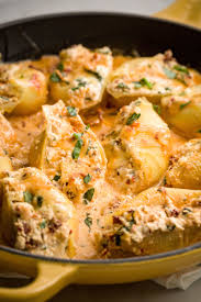 Creamy Caprese Stuffed Shells Recipe Stuffed Shells Recipe Recipes Stuffed Pasta Shells