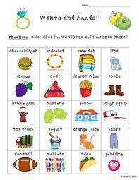 Wants And Needs Sorting Worksheet Sorting Wanted Dojo Ideas