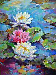 I drew a few more lily pads, some sticking out of the water and curling up. Water Lilies On The Dnieper 2 Painting By Vladimir Artmajeur