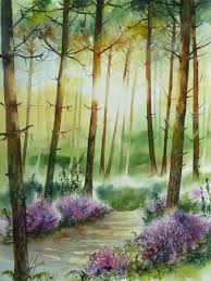 Jeu De Lumiere En Foret Landaise Aquarelle Anne Larose Watercolor Pictures Watercolor Trees Contemporary Art Artists